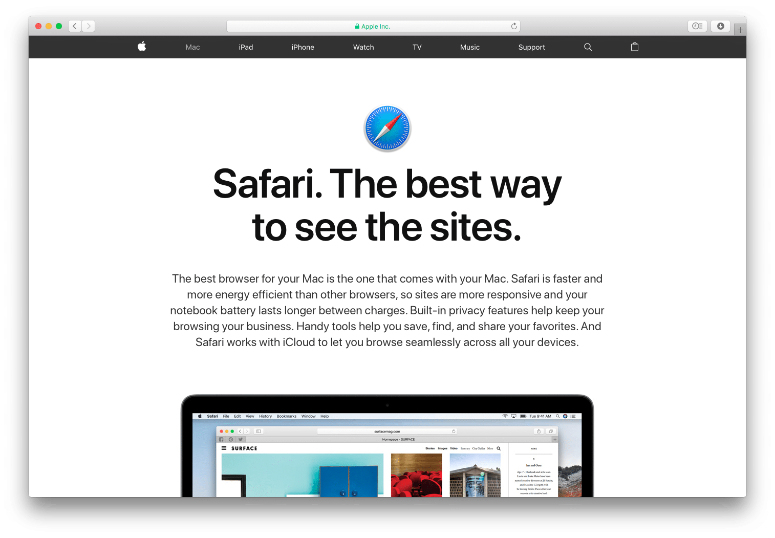 Photo of Safari web browser